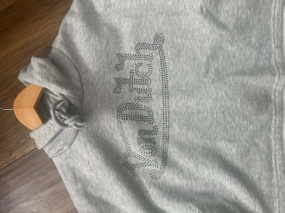 Von Dutch Grey Rhinestone Logo Cropped Hoodie - Picture 5 of 7